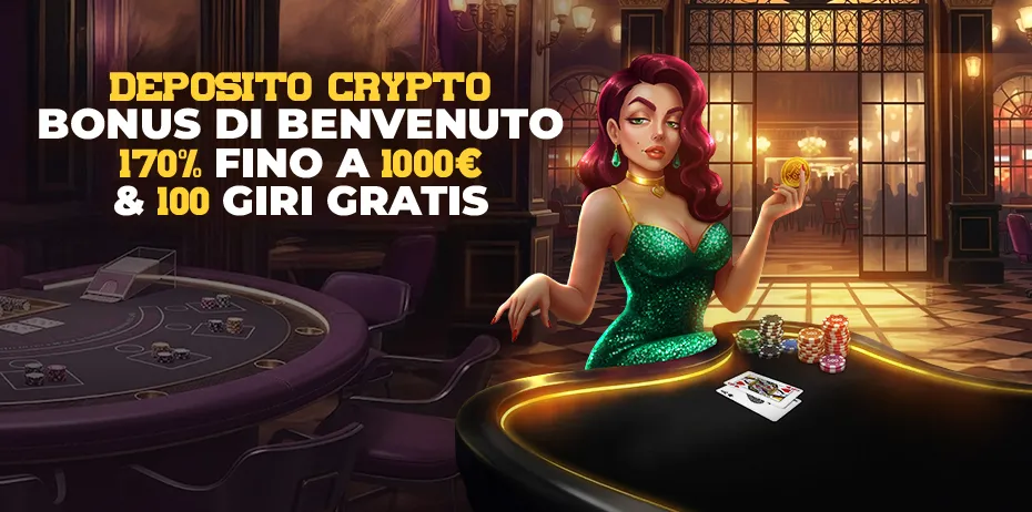 170% Crypto fino a 1.000 € + 100 free spin.